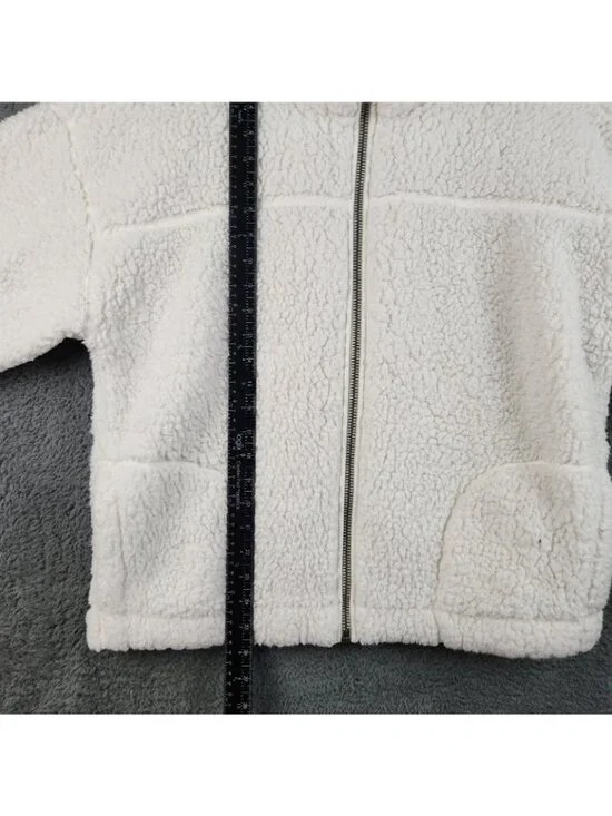 Abercrombie & Fitch Womens Extra Large Teddy Fleece Y2K Sherpa Jacket White Cozy - Picture 5 of 9